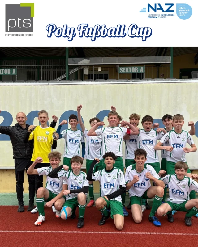 ⚽️Starkes Teamwork & sportlicher Einsatz! ⚽️🥅

Unsere Poly-Schüler aus Eisenerz haben beim Poly Fußball Cup in Gratkorn groß aufgespielt und sich einen tollen 5. Platz gesichert – ein großartiger Erfolg, auf den wir richtig stolz sind!

Mit dabei: Einige unserer NAZ-Athlet:innen, die gezeigt haben, dass sie nicht nur auf der Loipe, Schanze oder am Schießstand, sondern auch auf dem Fußballplatz echte Teamplayer und Kämpfer:innen sind.
Nordische Vielseitigkeit at its best!

Gratulation an alle Beteiligten – ihr habt Eisenerz super vertreten!

#NAZEisenerz #PolyCup #Teamspirit #KarriereMitLehreMaturaUndSpitzensport #MehrAlsNordisch #Fußballliebe #SportlichesEisenerz
#PTSEisenerz #9Schulstufe #connectingsportsandapprenticeship