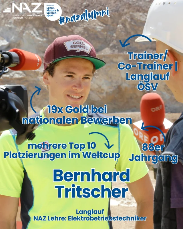 NAZ-Absolvent im Porträt: Bernhard Tritscher
🔌 Beruf: Elektrobetriebstechniker
📍 Ausbildung: Nordisches Ausbildungszentrum Eisenerz

Bernhard Tritscher (25. April 1988 in Zell am See) – vom Elektrobetriebstechniker-Lehrling zum Weltklasse-Langläufer! Während seiner Ausbildung am NAZ Eisenerz entwickelte er sich zu einem der erfolgreichsten österreichischen Skilangläufer.

🏅 Olympische Spiele:

  2014 – Sotschi: 7. Platz im Sprint

  2018 – Pyeongchang: 13. Platz mit der Staffel

🌍 Weltmeisterschaften:

  2015 – Falun: 6. Platz über 15 km Freistil

  2013 – Val di Fiemme: 7. Platz im Teamsprint

👨‍🏫 Trainerlaufbahn:
Heute gibt Bernhard sein Wissen und seine Erfahrung als Langlauftrainer beim Österreichischen Skiverband (ÖSV) an die nächste Generation weiter – mit viel Engagement und Leidenschaft für den nordischen Sport.

Ein echtes NAZ-Vorbild – mit Energie auf der Loipe und am Stromkasten! 💪🎿🔌

#NAZEisenerz #nazalumniclub #BernhardTritscher #Skilanglauf #Olympiateilnehmer #AlumniErfolg #ElektrobetriebstechnikerUndChampion #Langlauftrainer #TeamAustria #karrieremitlehrematuraundspitzensport #connectingsportsandapprenticeship